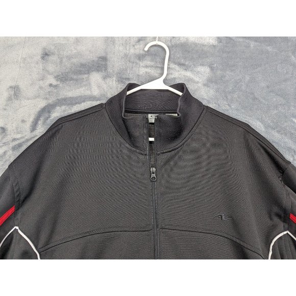 Y2K Athletic Works Track Jacket Mens L Full Zip Collared Baggy Relaxed 90s Black - Picture 6 of 13